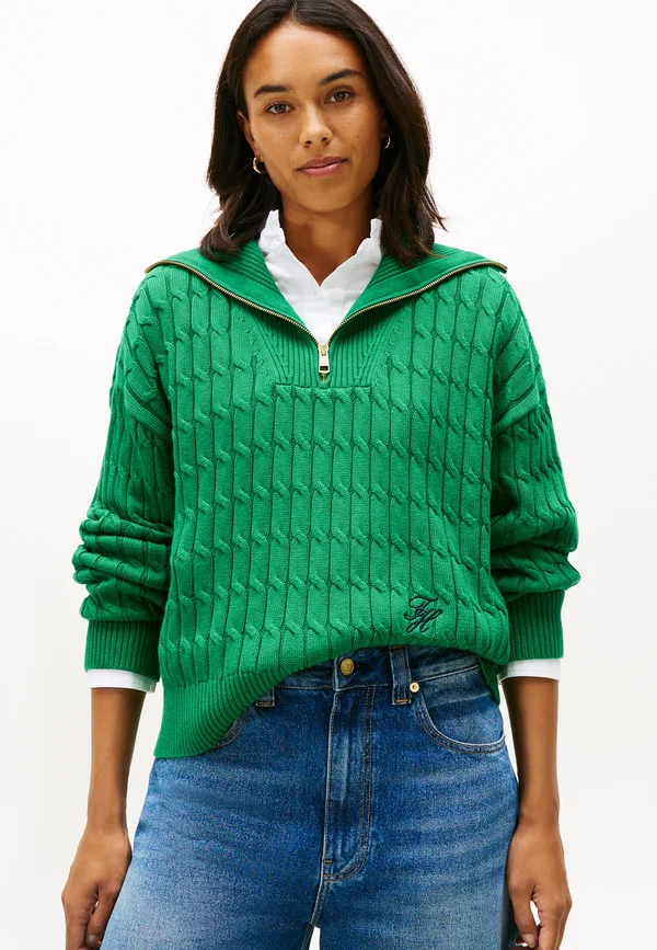 CABLE MID ZIP  - Strickpullover - nouveau green