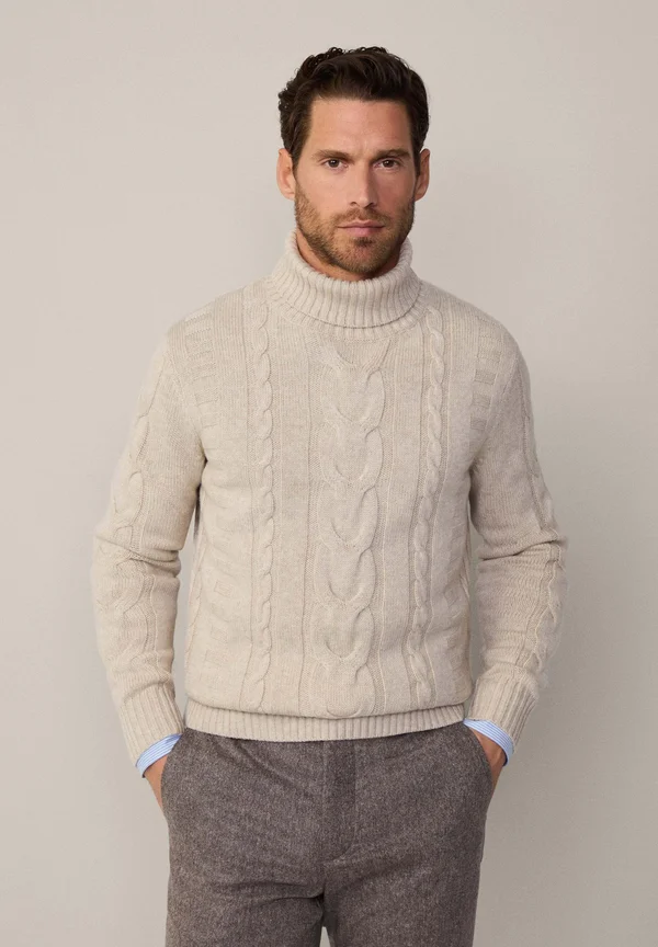 CABLE ROLL NECK - Strickpullover - antique white