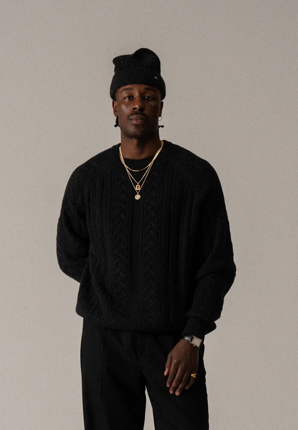 CABLE - Strickpullover - black