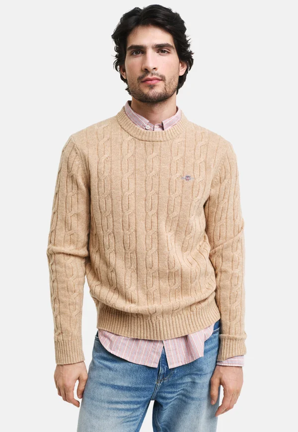 CABLE - Strickpullover - khaki mel