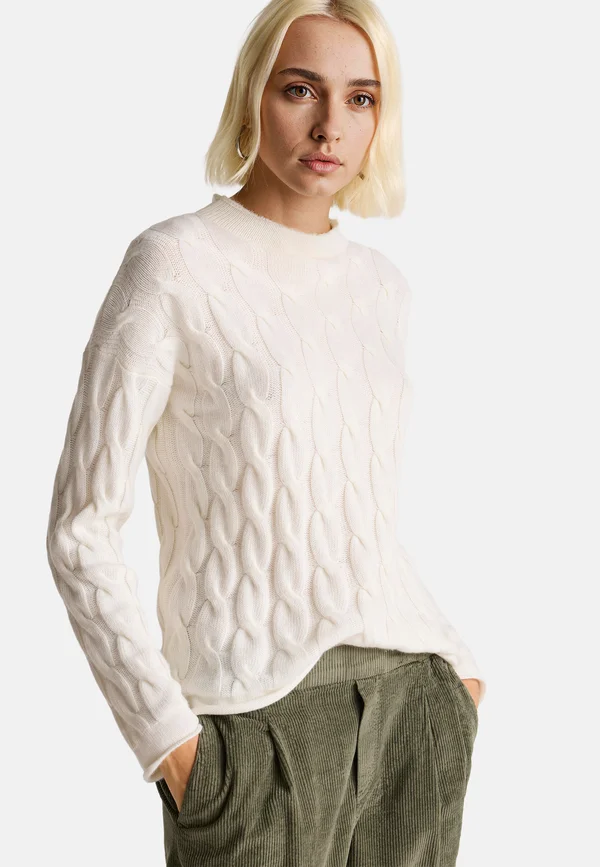 CABLE - Strickpullover - white
