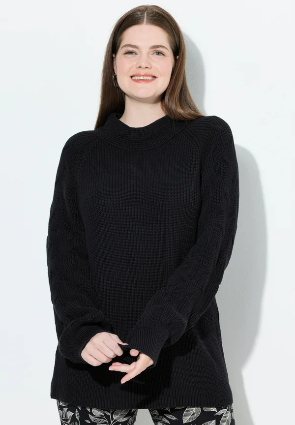 CABLE TURTLENECK - Strickpullover - black