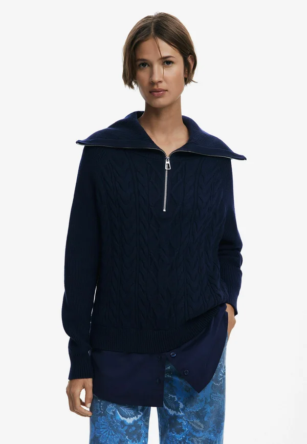 CABLE WITH ZIPPER - Strickpullover - blue