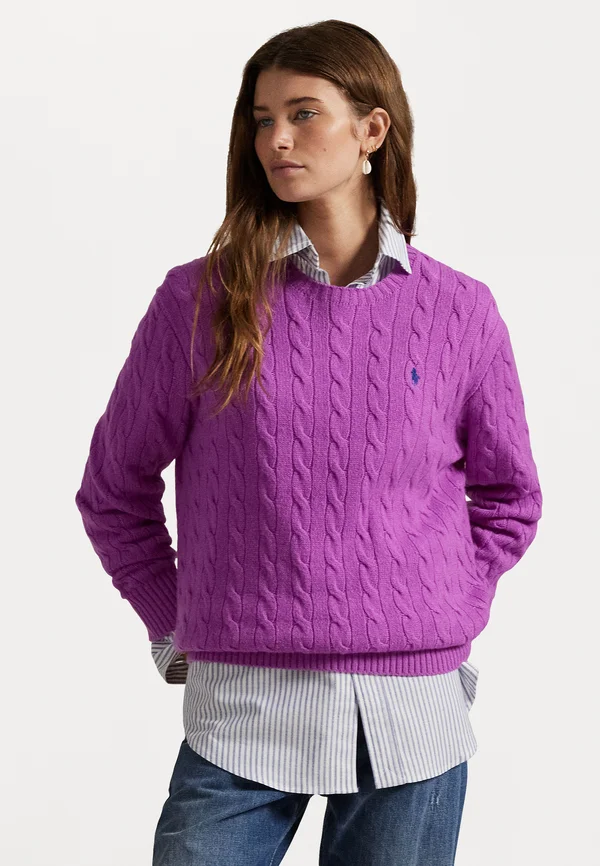 CABLE WOOL CASHMERE CREWNECK SWEATER - Strickpullover - fig purple