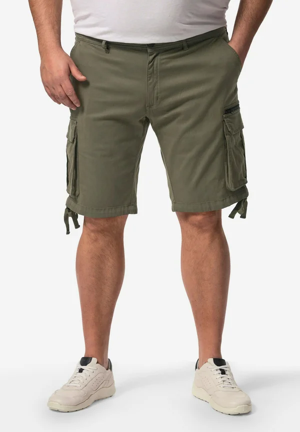 CARGO BERMUDA BAUCHFIT VIELE TASCHEN - Shorts - khaki green