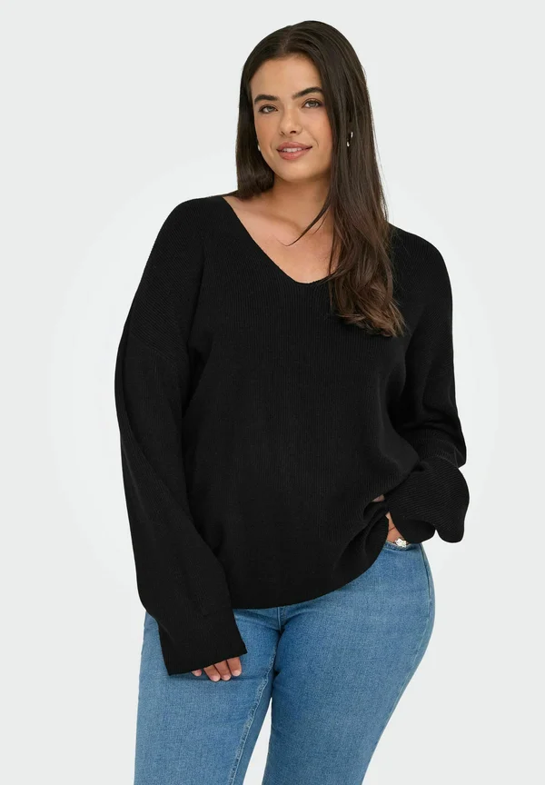 CARIBI LOOSE V NECK  - Strickpullover - black