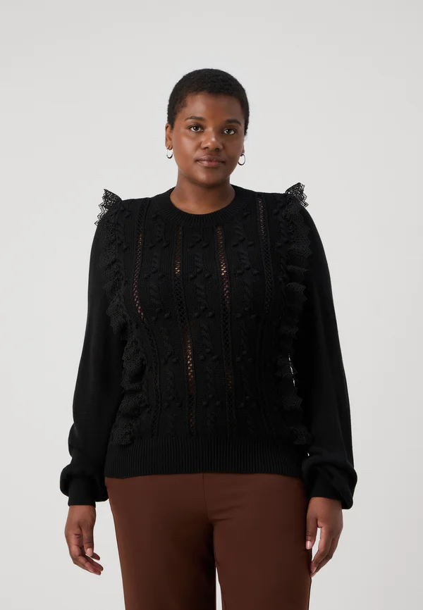 CARLINDY O NECK - Strickpullover - black