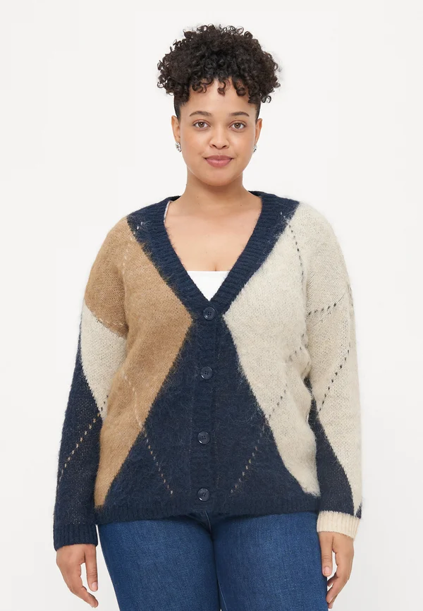 CARNOEME LIFE V NECK - Strickjacke - night sky/cocoa creme/biscotti melange