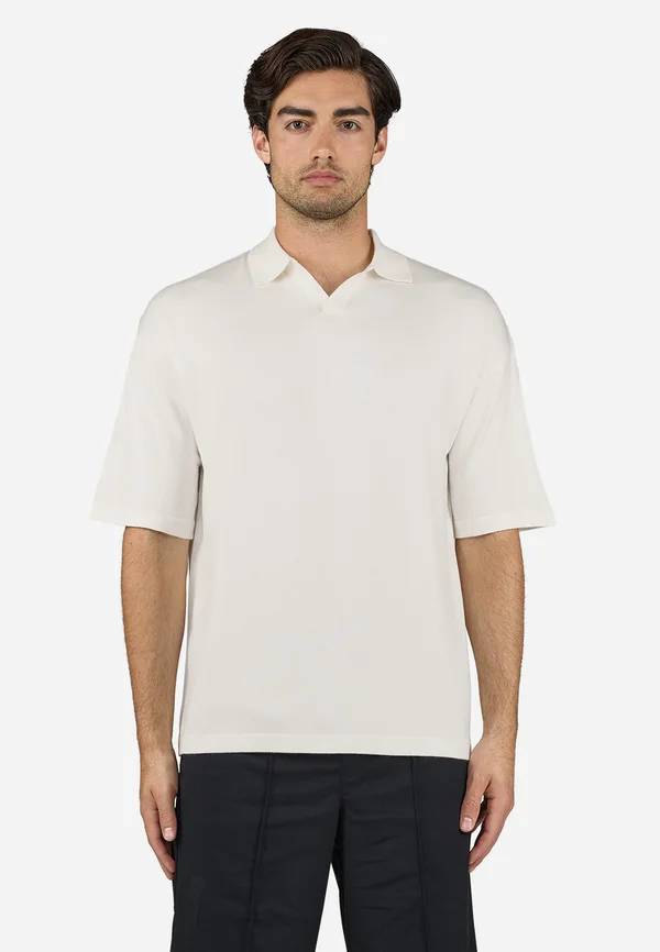CASAN FINE KNIT POLO SHIRT - Poloshirt - unbleached