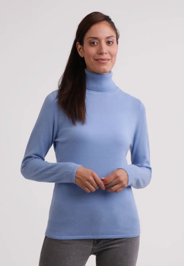 CASH-MERE ROLLKRAGEN PULLOVER - Strickpullover - hellblau