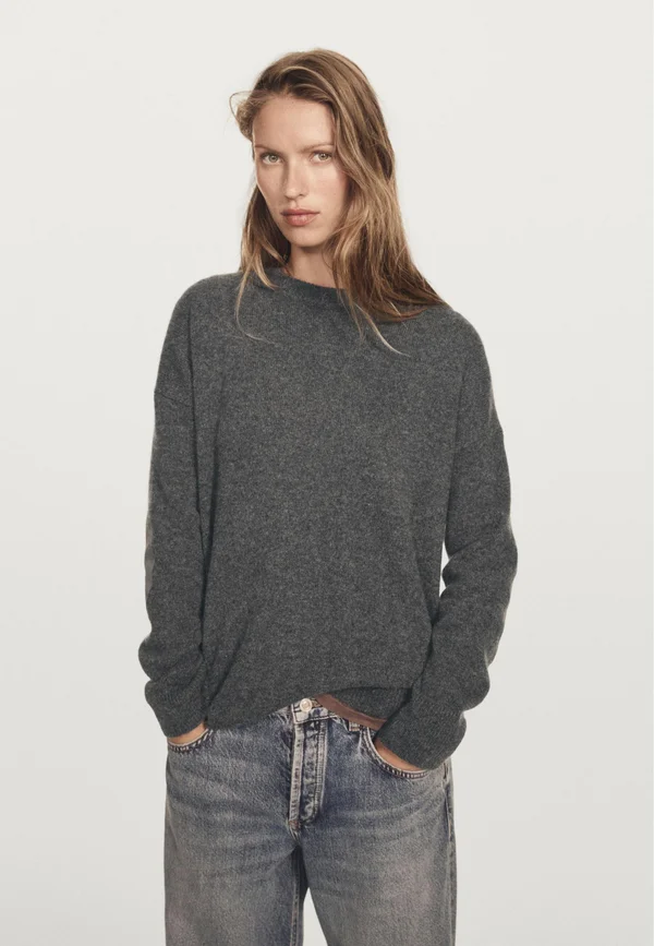 CASHMERE OVERSIZE WITH ELBOW PATCHES - Strickpullover - dark grey