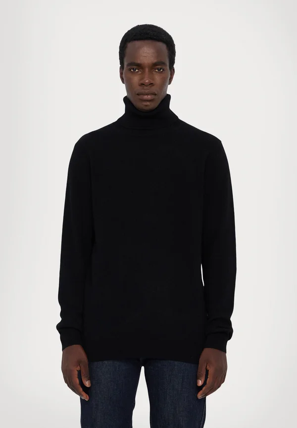CASHMERE ROLL NECK - Strickpullover - black