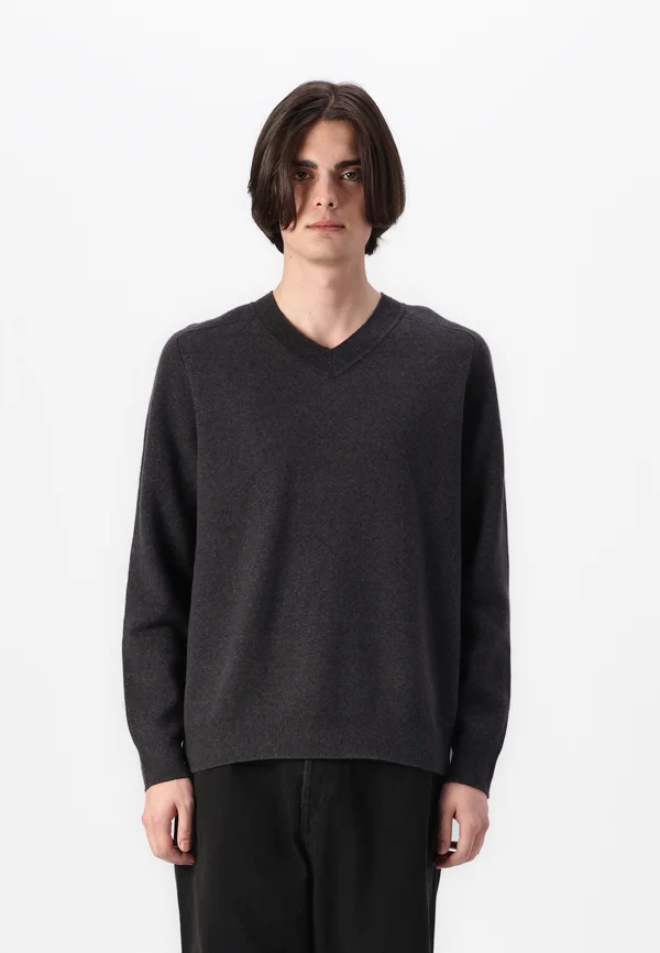 CASHSOFT V NECK - Strickpullover - grey