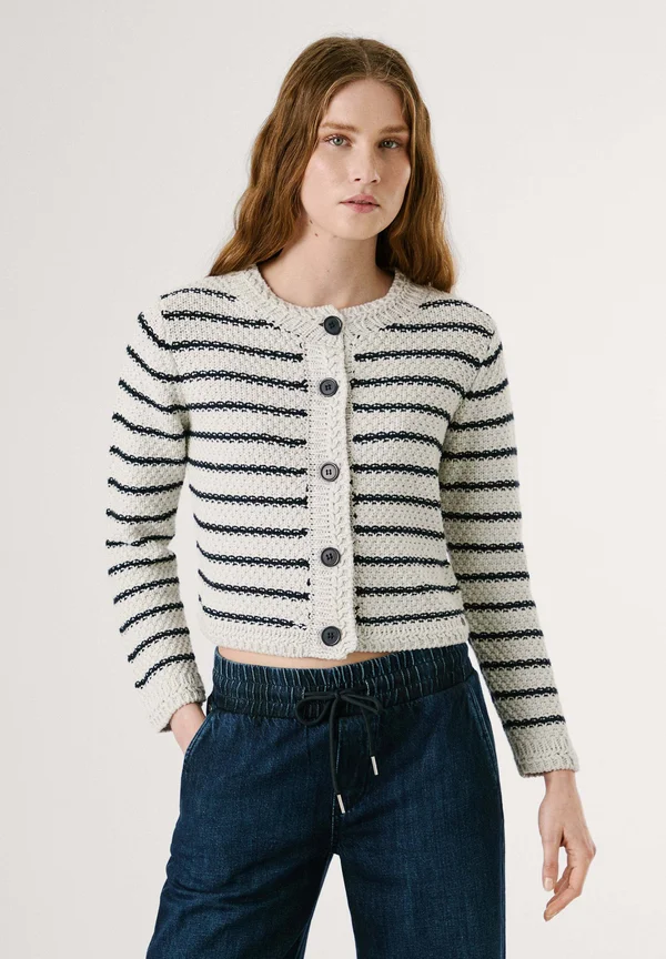 CASSIE STRIPES - Strickjacke - oyster white