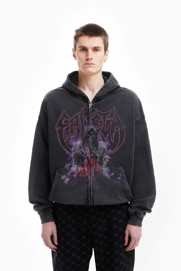 CASTLE UNISEX - Sweatjacke - black washed