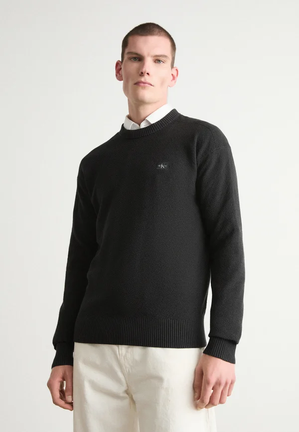 CASUAL TEXTURE SWEATER - Strickpullover - black