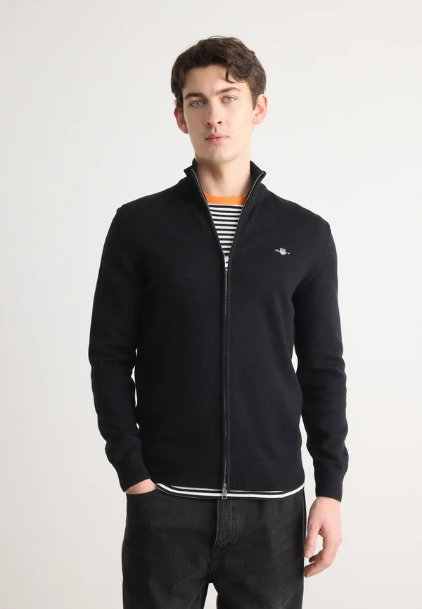 CASUAL ZIP CARDIGAN - Strickjacke - black