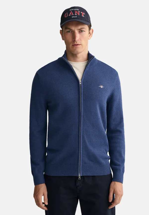 CASUAL ZIP CARDIGAN - Strickjacke - dark jeansblue melange