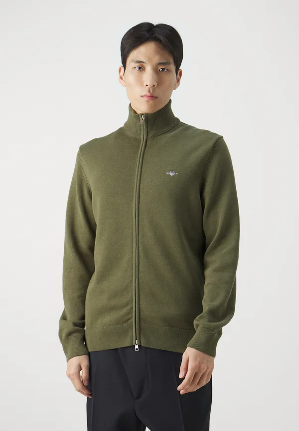 CASUAL ZIP CARDIGAN - Strickjacke - juniper green