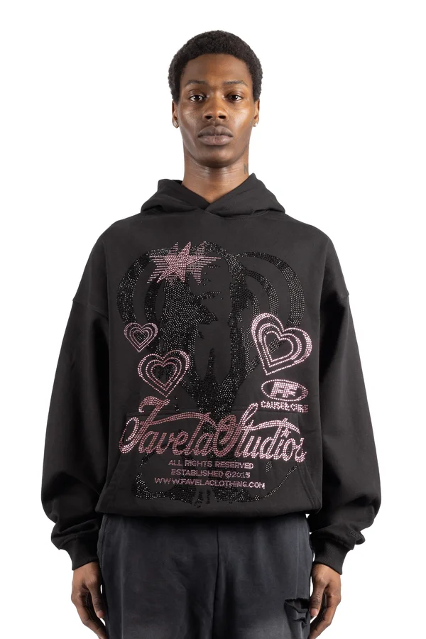 CAUSE & CURE RHINESTONE UNISEX - Kapuzenpullover - black