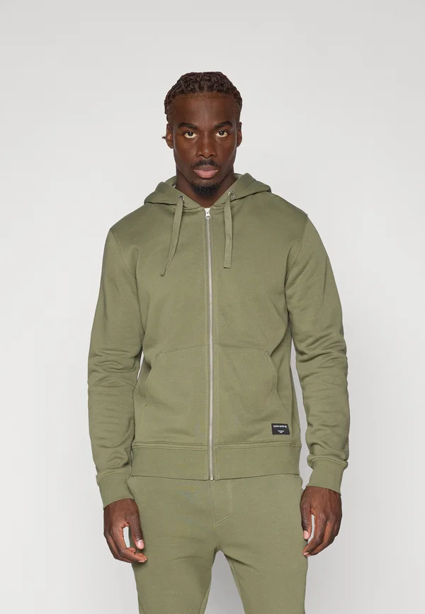 CENTRE ZIP HOODIE - Sweatjacke - dusty olive