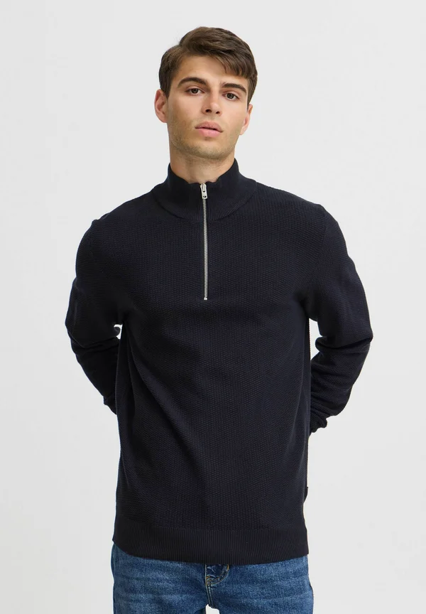 CFKARL 0160 STRUCTURED HALFZIP  KNIT - Strickpullover - dark navy