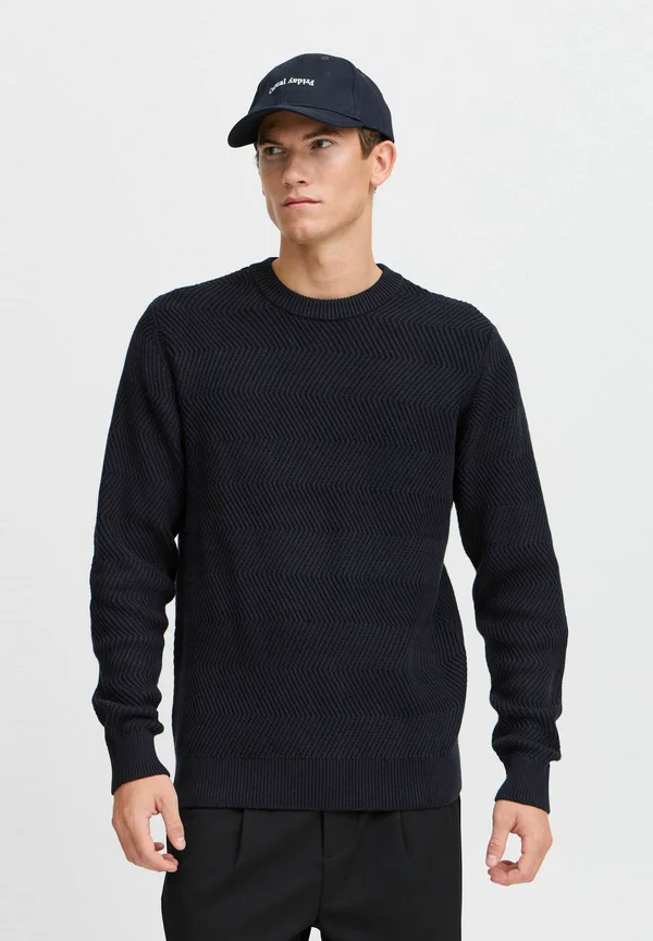CFKARL structured crew neck knit - Strickpullover - dark navy