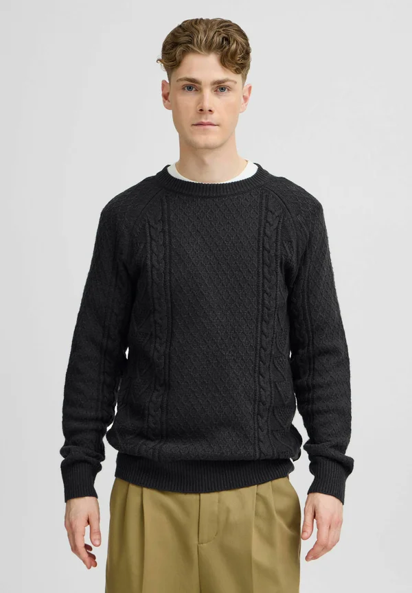 CFKRISTIAN crew neck cable knit - Strickpullover - black