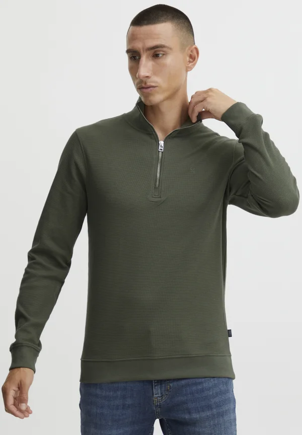CFSEBASTIAN WAFFLE HALFZIP SWEATSHIR - Strickpullover - beetle