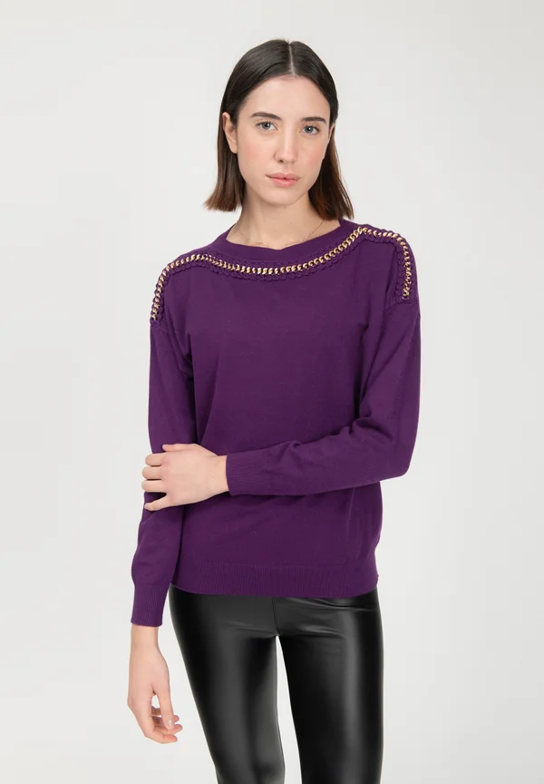 CHAIN-DETAILED - Strickpullover - purple