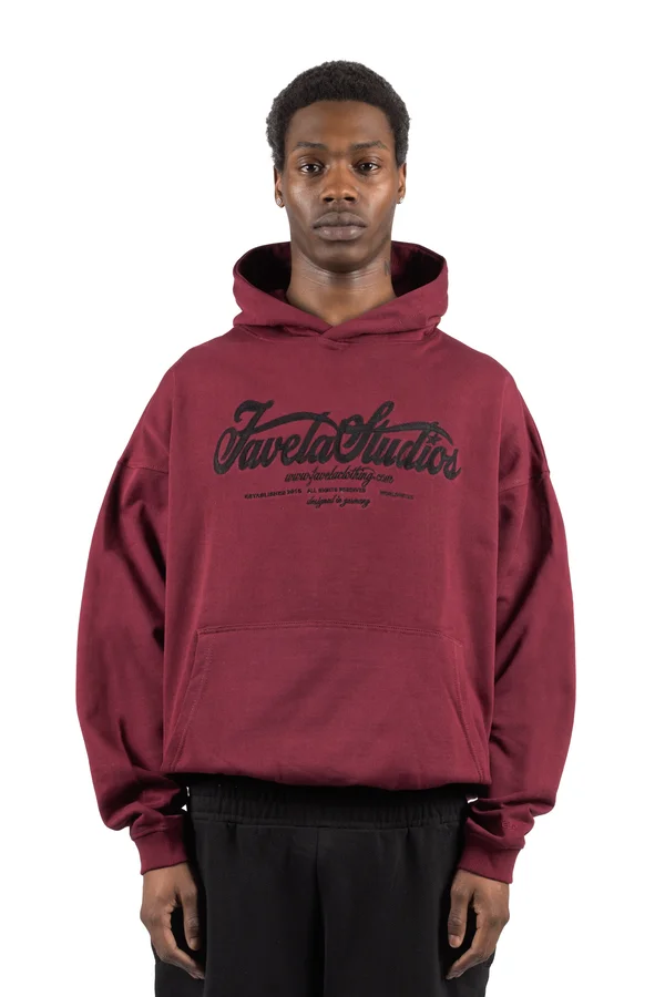 CHAIN STITCHING UNISEX - Kapuzenpullover - burgundy