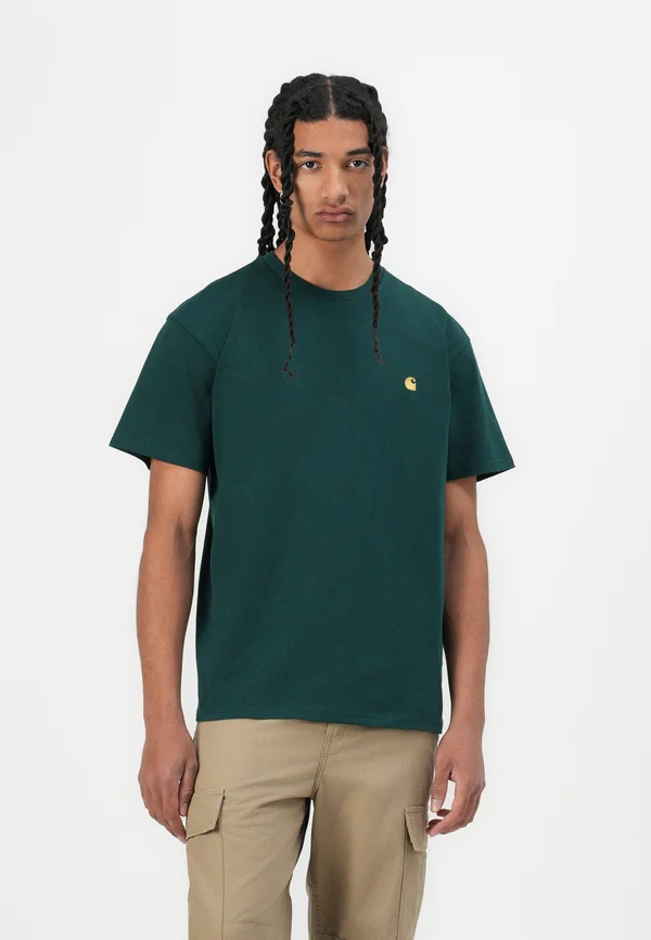 CHASE - T-Shirt basic - dark fir/gold-coloured