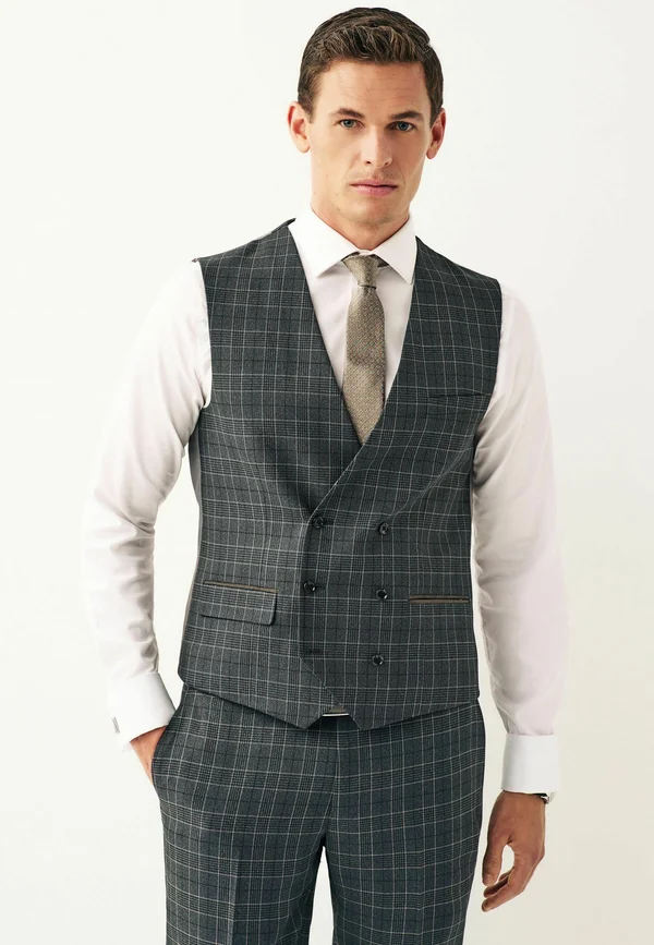 CHECK  REGULAR FIT - Weste - charcoal grey
