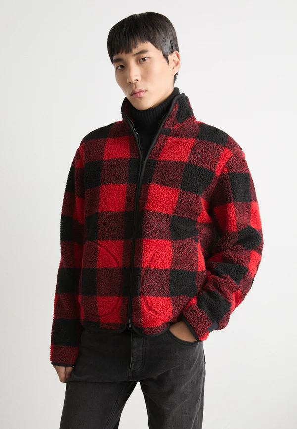 CHECKED   - Fleecejacke - bright red