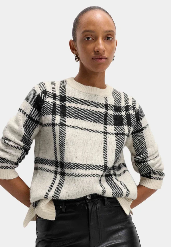 CHECKED  - Strickpullover - black