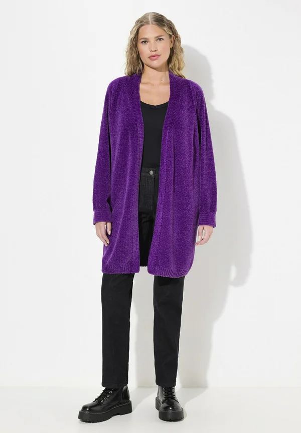 CHENILLE OPEN VORM - Strickjacke - dark purple
