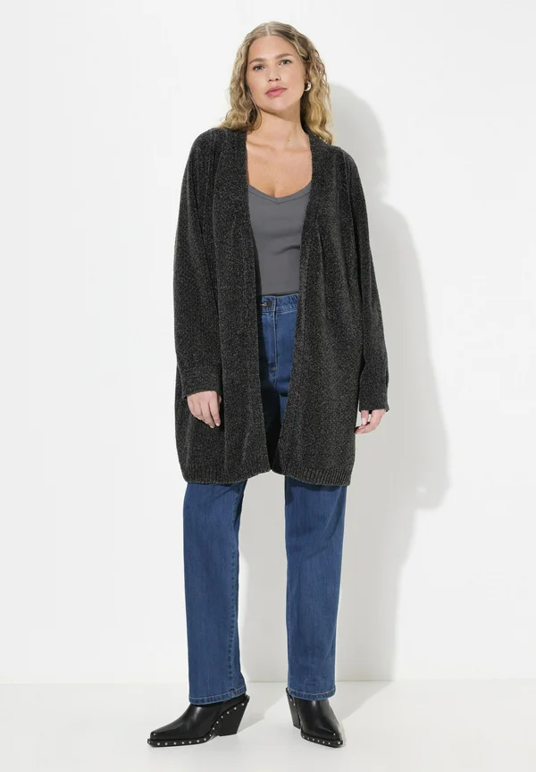 CHENILLE OPEN VORM - Strickjacke - graphite gray