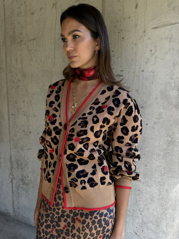 CHERRY LEOPARD  - Strickjacke - brown