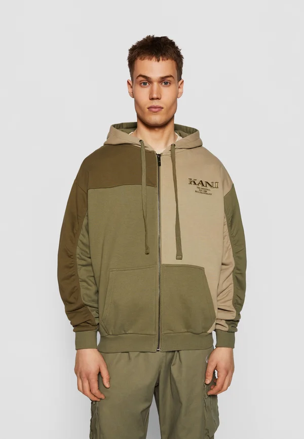 CHESTRETRO OS PATCHWORK FULL ZIP - Sweatjacke - olive dark olive