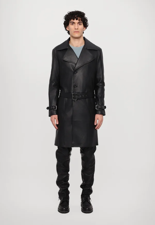 CHRISTIAN COAT LEATHER - Trenchcoat - nappa black