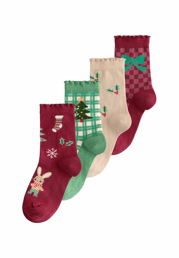 CHRISTMAS 4 PACK - Socken - red green and cream