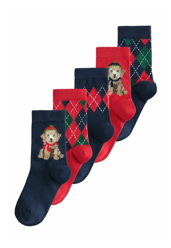 CHRISTMAS 5 PACK - Socken - navy blue red argyle dog
