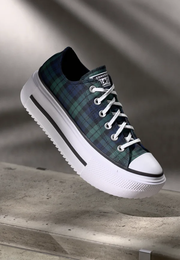 CHUCK TAYLOR ALL STAR LIFT DOUBLE STACK PLATFORM PLAID - Sneaker low - navy/black/branch out