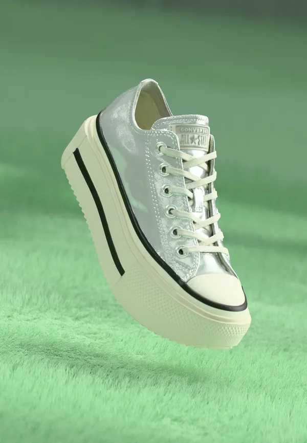 CHUCK TAYLOR ALL STAR LIFT DOUBLE STACK - Sneaker low - silver-coloured metallic/egret/black
