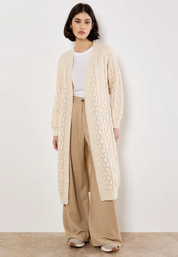 CHUNKY CABLE LONGLINE - Strickjacke - cream
