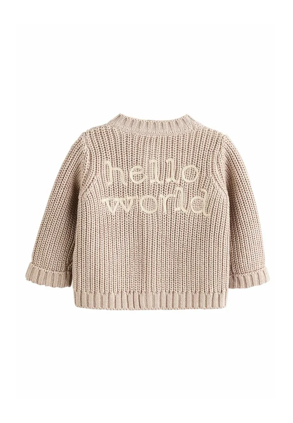 CHUNKY EMBROIDED - Strickjacke - neutral hello world slogan
