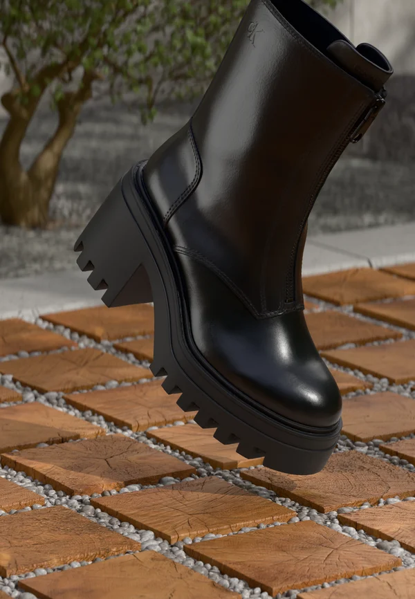 CHUNKY HEELED ZIP BOOT - Plateaustiefelette - triple black