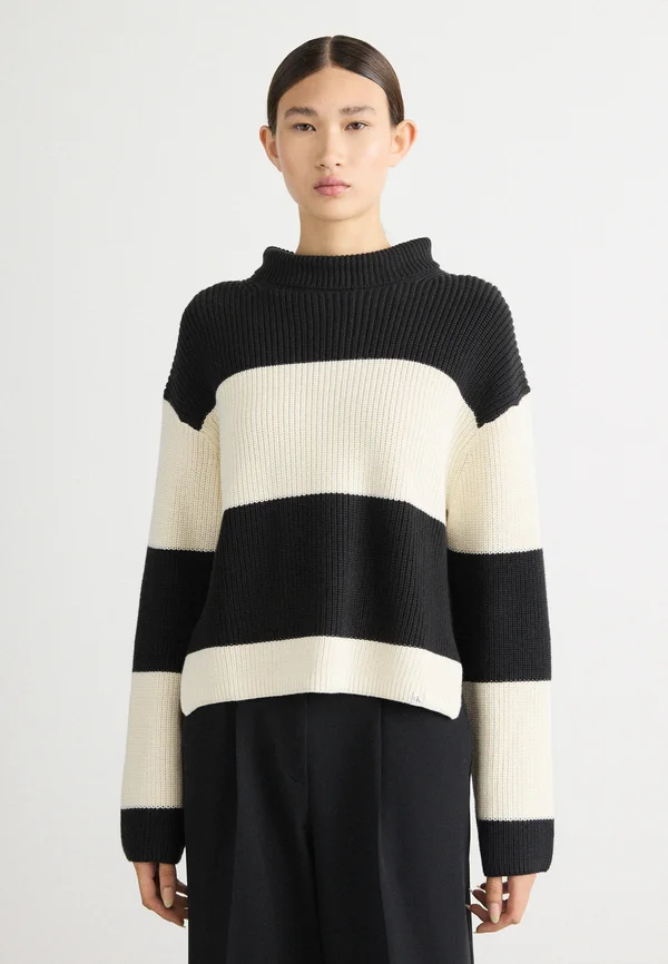CHUNKY LOOSE HIGH NECK SWEATER - Strickpullover - black combo