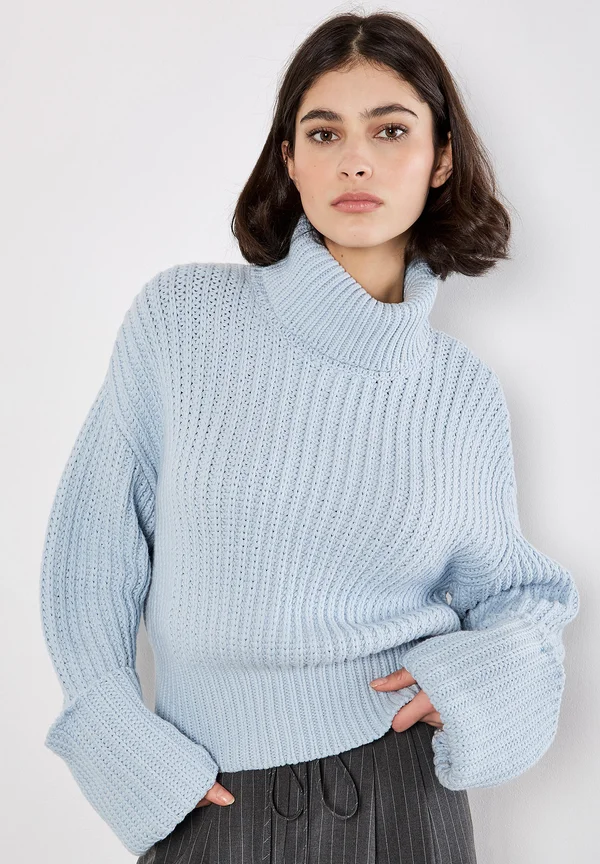 CHUNKY ROLL NECK - Strickpullover - blue