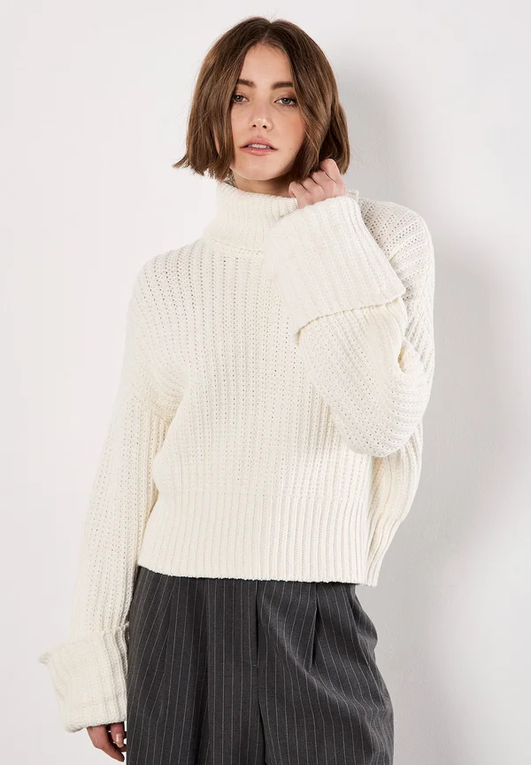CHUNKY ROLL NECK - Strickpullover - cream